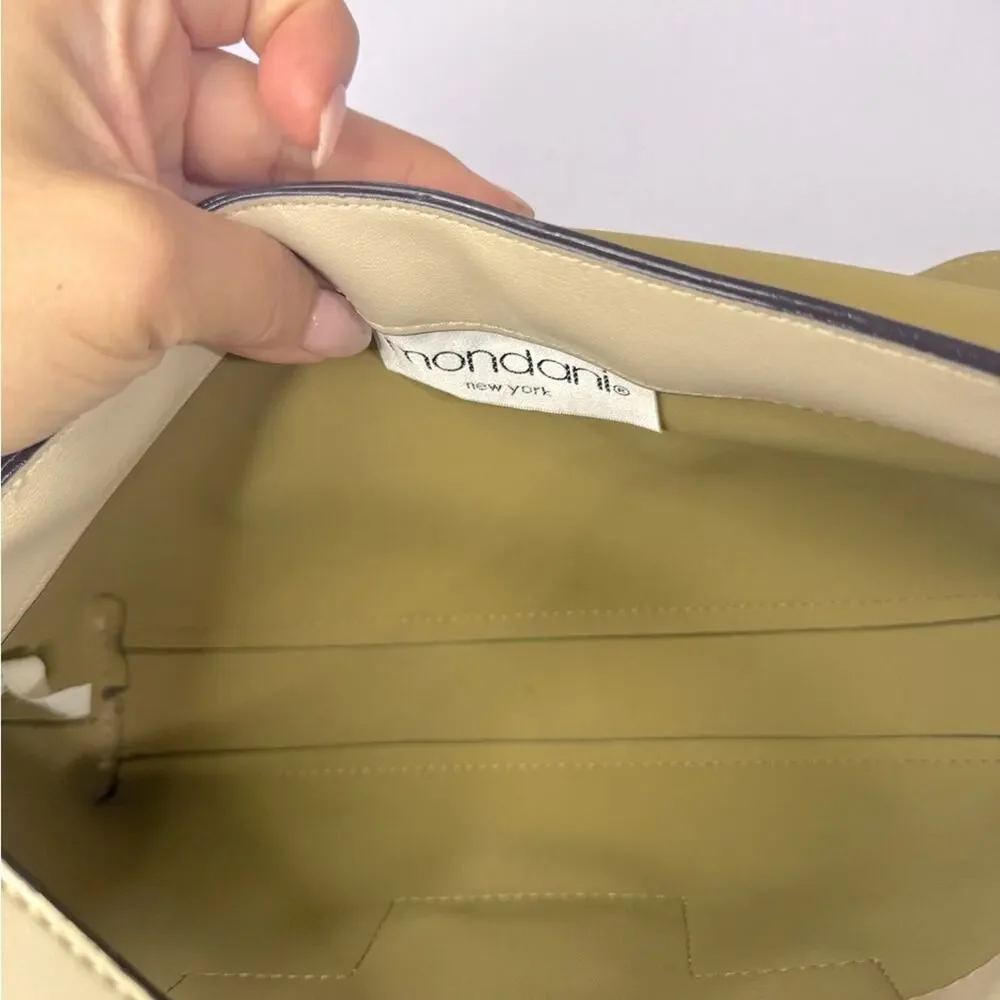 Mondani New York Women Y2K Style Cream Simulated Leather Shoulder Bag